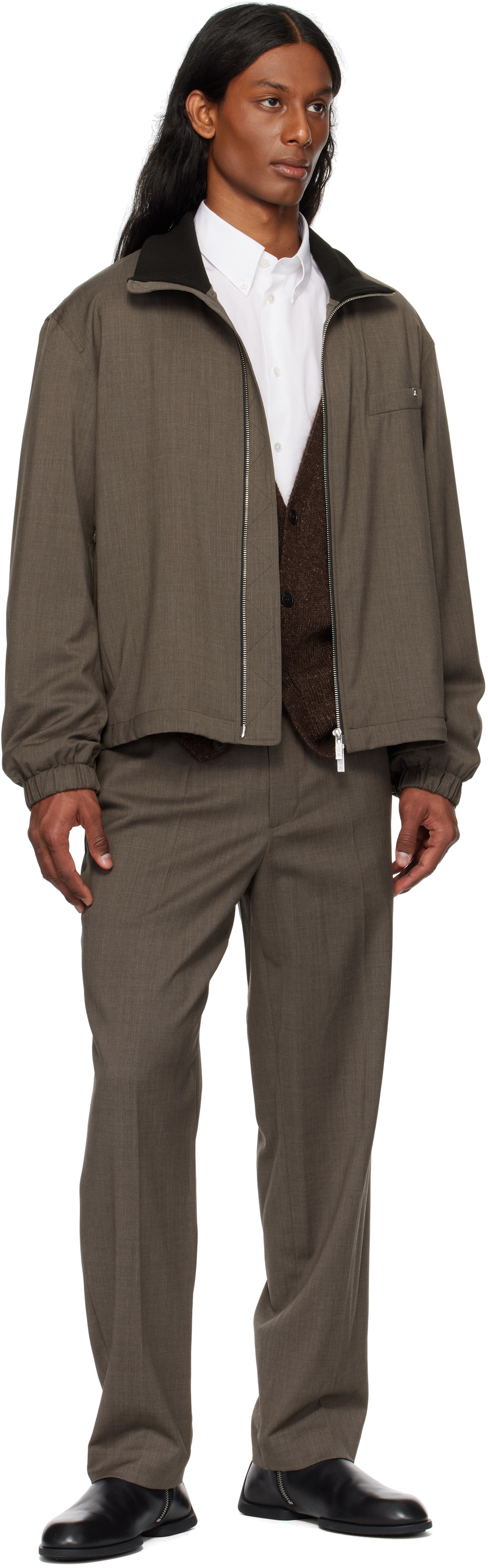 Helmut Lang Brown Tapered Pull-On Trousers
