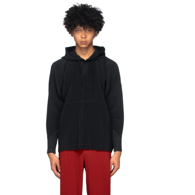 Photo: Homme Plisse Issey Miyake Black Pleated Hoodie