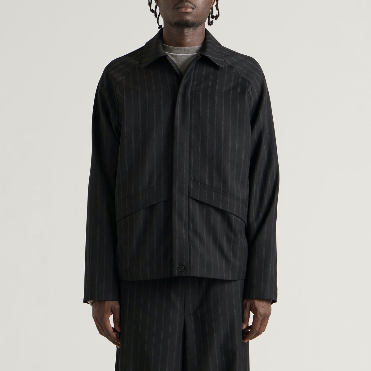 END. x Samsøe Samsøe Men's Saarvo Overshirt in Black Pinstripe