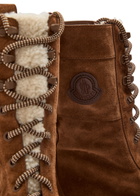 Moncler Vera High Shearling-trimmed Suede Mid-calf Boots Brown