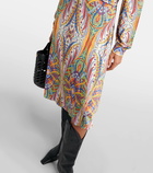 Etro Printed gathered jersey midi dress