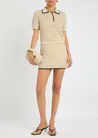 Frame The Bauble Open-knit Polo Shirt Cream
