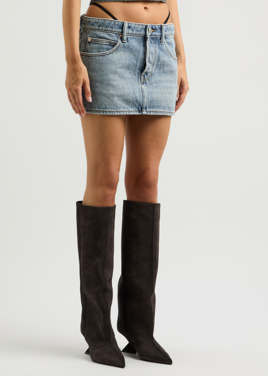 Alexanderwang.t Thong-effect Denim Mini Skirt Light Blue