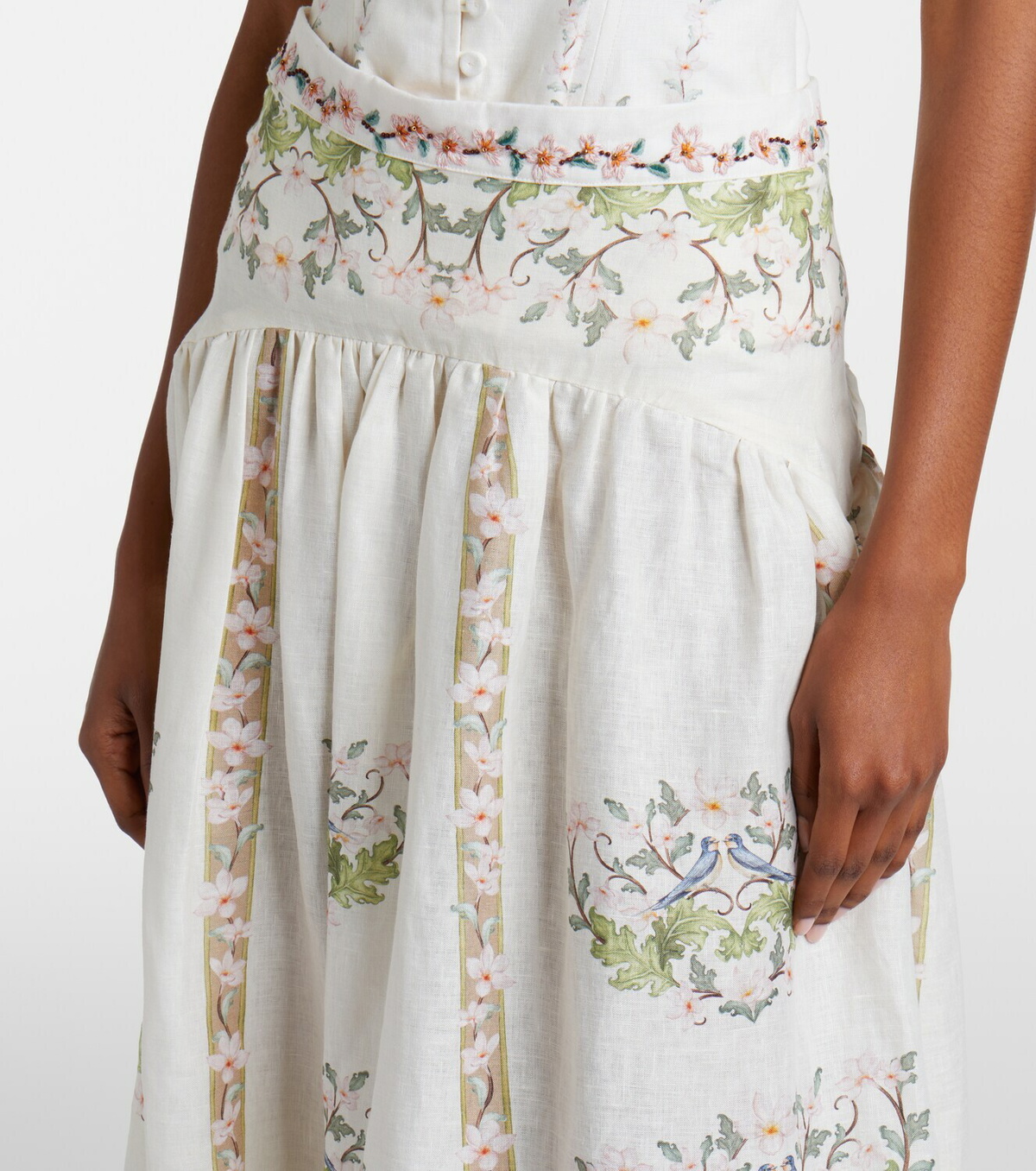 Agua by Agua Bendita Curua floral linen midi skirt