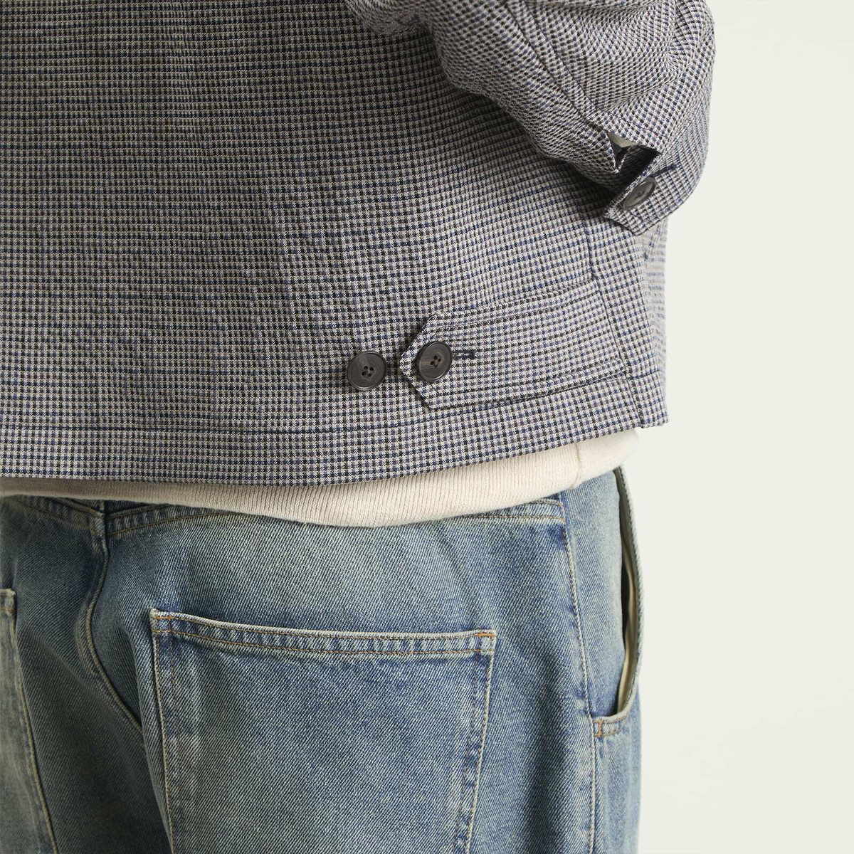 mfpen Men's Check Cropped Mail Jacket in Taupe