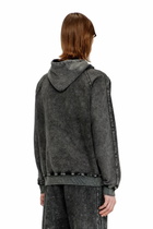 Diesel Hoodie in washed cotton with Oval D embroidery - Sweaters Mens in Black
