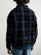 Story Mfg. - Polite Logo-Embroidered Checked Organic Cotton-Corduroy Sweatshirt - Blue