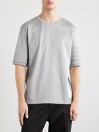 Thom Browne - Logo-Appliquéd Striped Cotton-Jersey T-Shirt - Gray