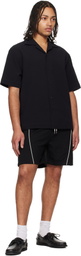 Hugo Black Embroidered Artwork Cotton-Blend Shorts