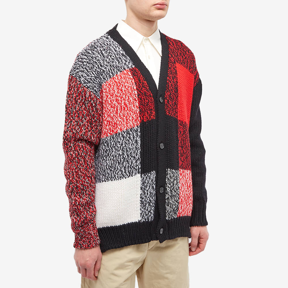 Maison Kitsuné Men's Mouline Check Cardigan in Black/Red Check