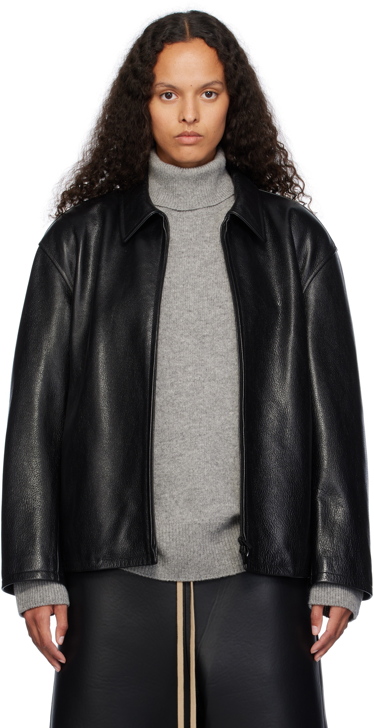 【関税込み】Fear of God ブラック Rider レザージャケット Black Rider Leather Jacket by Fear of God on Sale