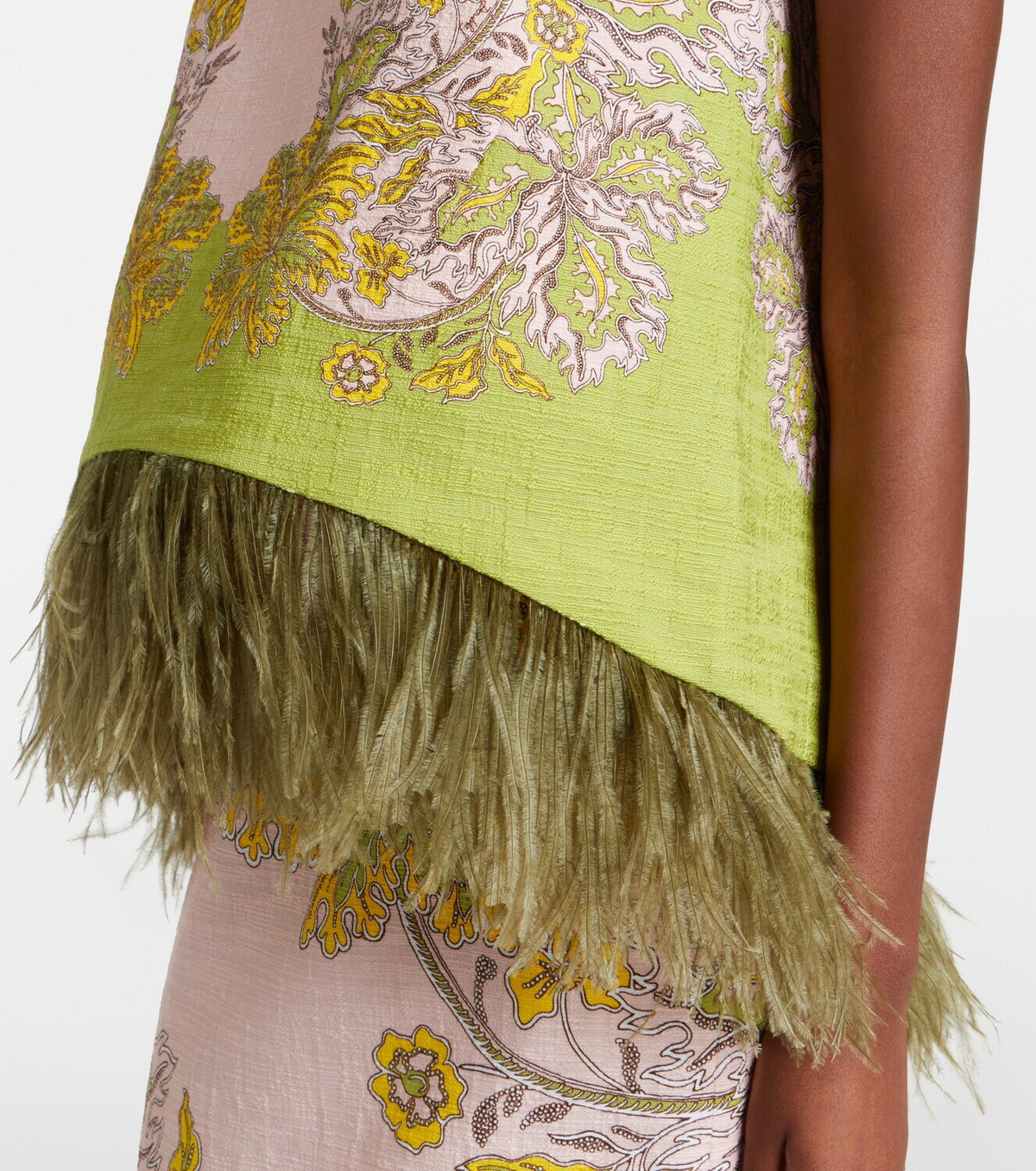 La DoubleJ La Scala feather-trimmed cotton top