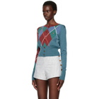 Vivienne Westwood Blue Argyle Cropped Cardigan