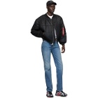 VETEMENTS Reversible Black and Navy Patch Bomber Jacket