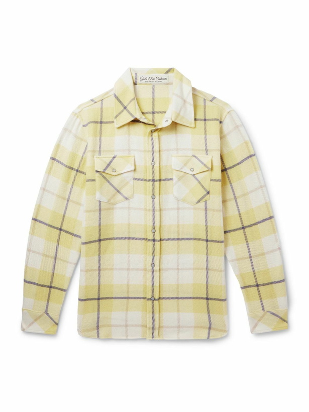Photo: God's True Cashmere - Dreamer Checked Cashmere Shirt - Yellow