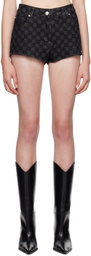 MISBHV Black Monogram Denim Shorts