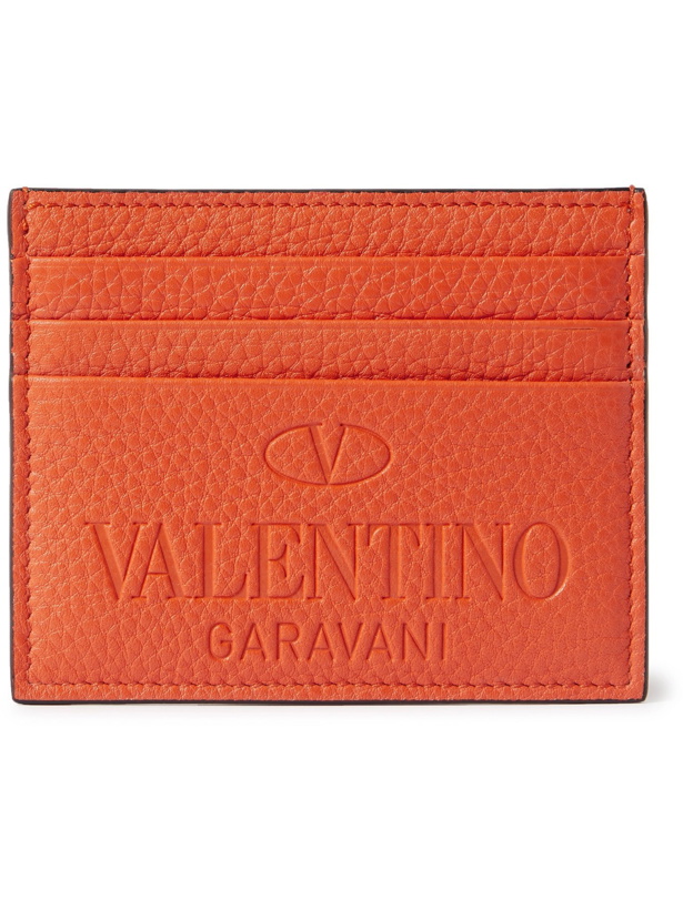 Photo: VALENTINO - Valentino Garavani Logo-Debossed Full-Grain Leather Cardholder - Orange