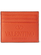 VALENTINO - Valentino Garavani Logo-Debossed Full-Grain Leather Cardholder - Orange