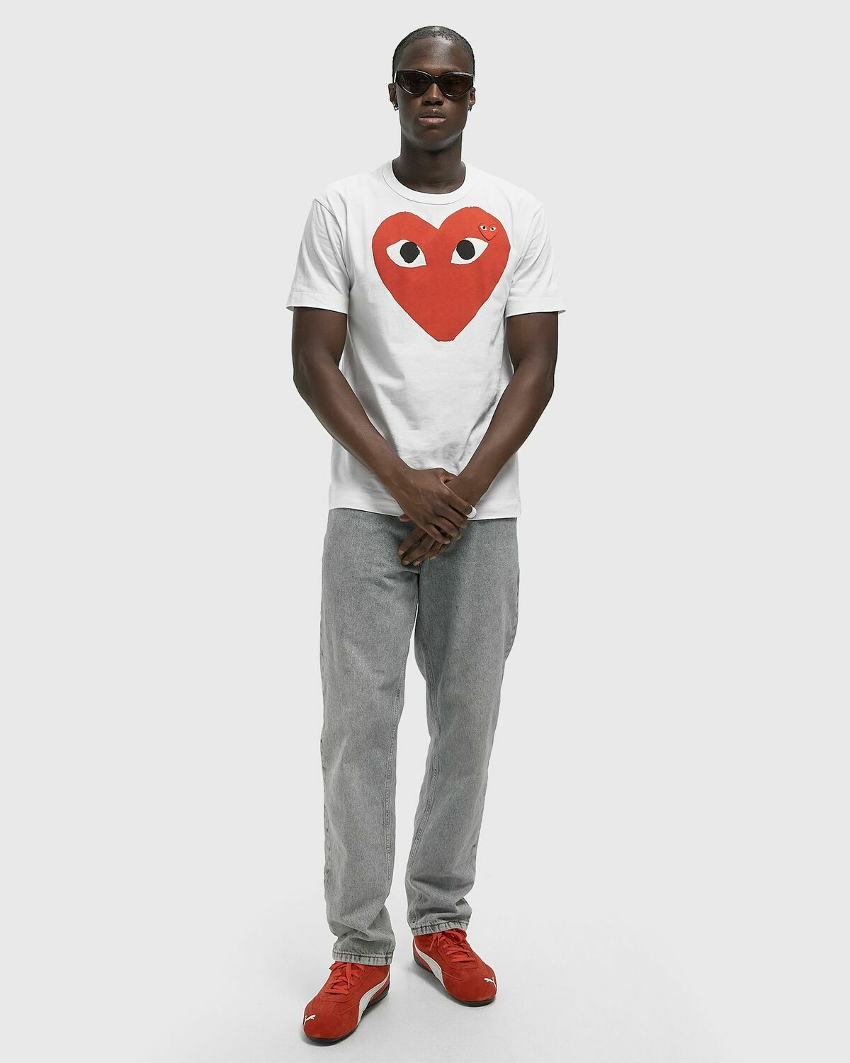 Comme des Garçons Play TEE RED EMBLEM KNIT red/white Mens Shortsleefe