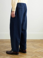 Beams Plus - Straight-Leg Pleated Linen and Cotton-Blend Trousers - Blue