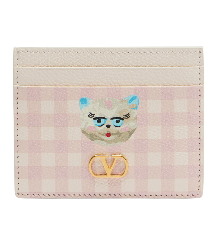 Photo: Valentino Garavani VLogo checked leather card holder