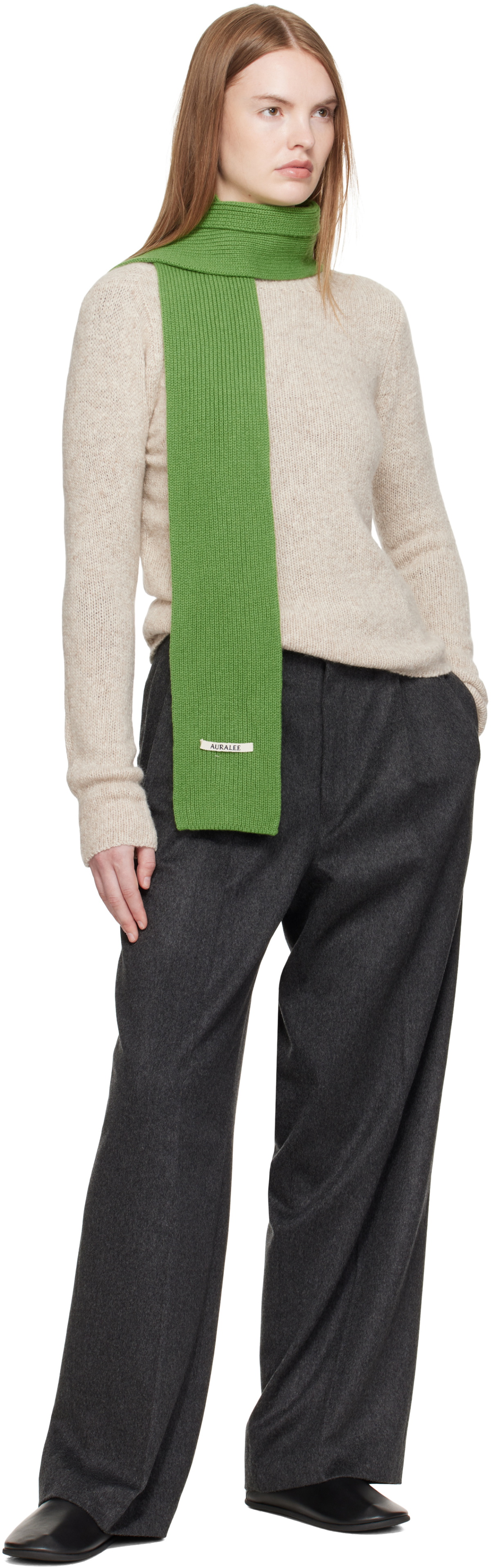 AURALEE Green Light Cashmere Knit Stole