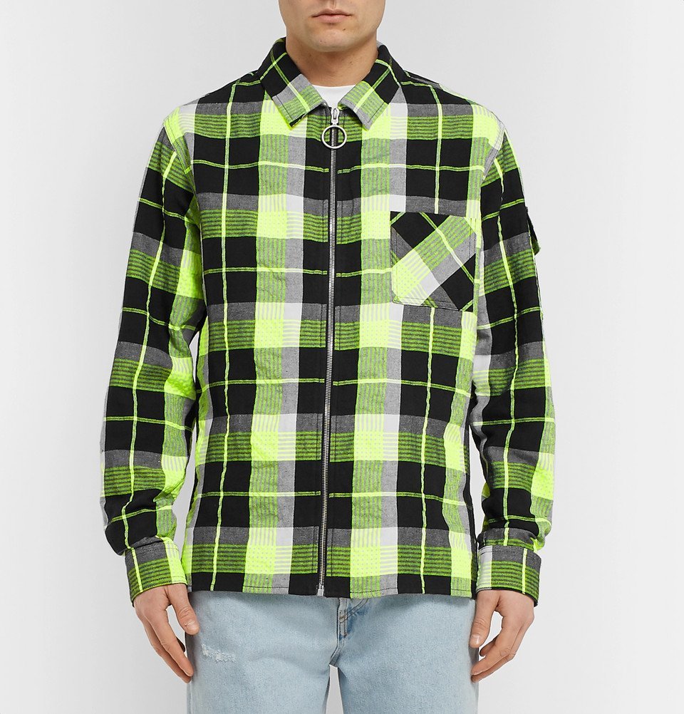 Off-White - Printed Checked Twill Zip-Up Shirt Jacket - Men