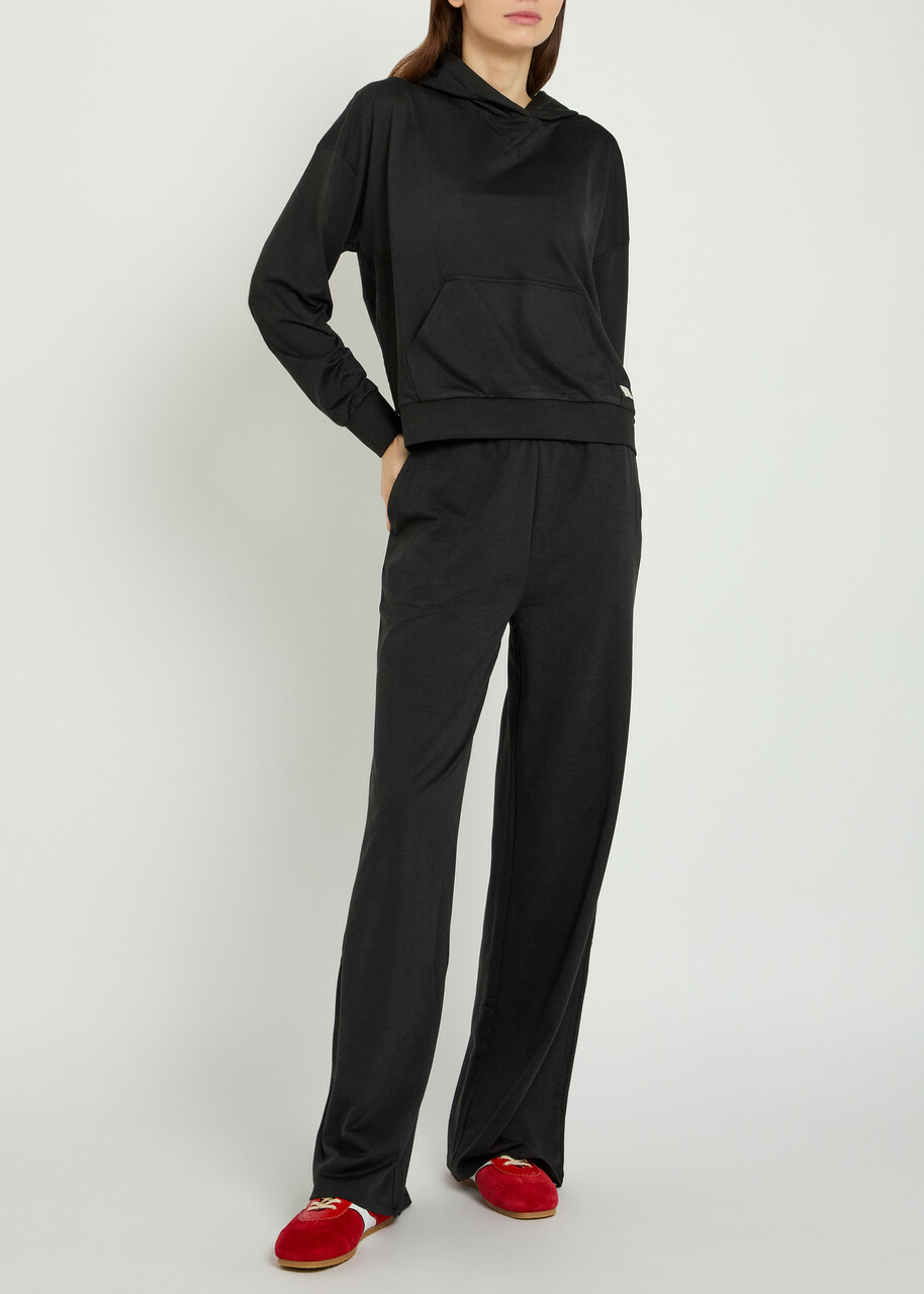 Vuori Halo Modern Hooded Stretch-jersey Sweatshirt Black