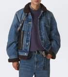 Sacai Leather-trimmed denim jacket