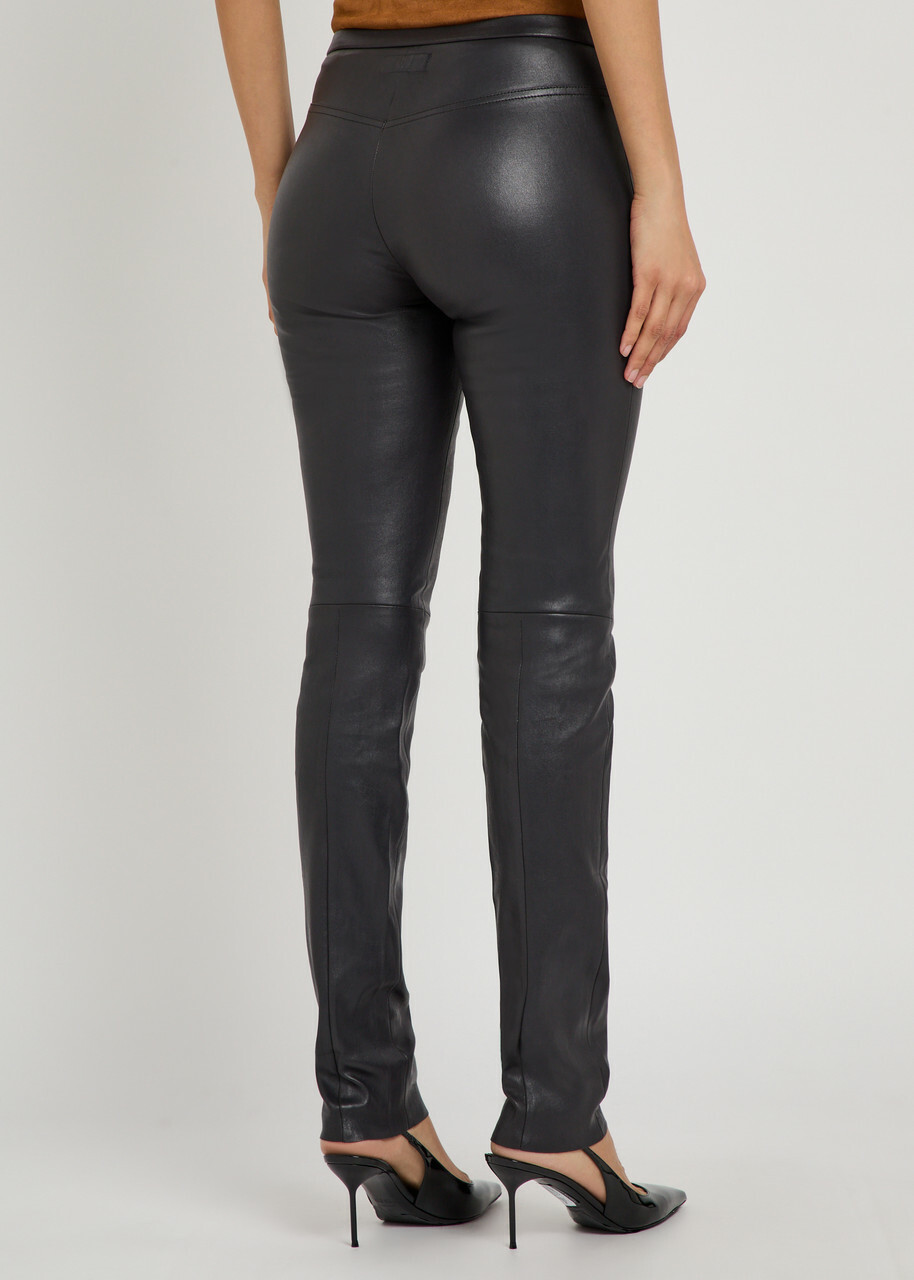Stouls Newton Slim leg Leather Trousers Dark Grey