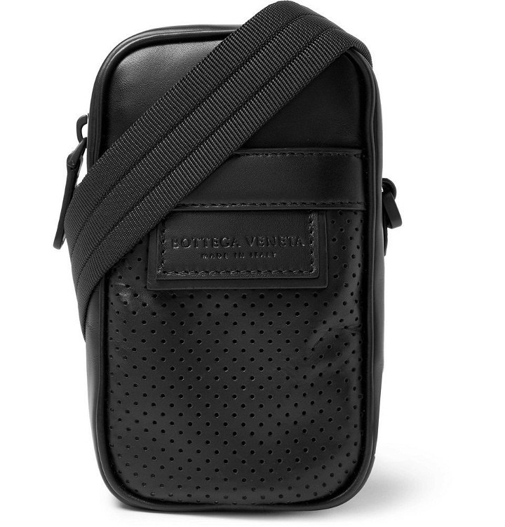 Photo: Bottega Veneta - Perforated Leather Messenger Bag - Black