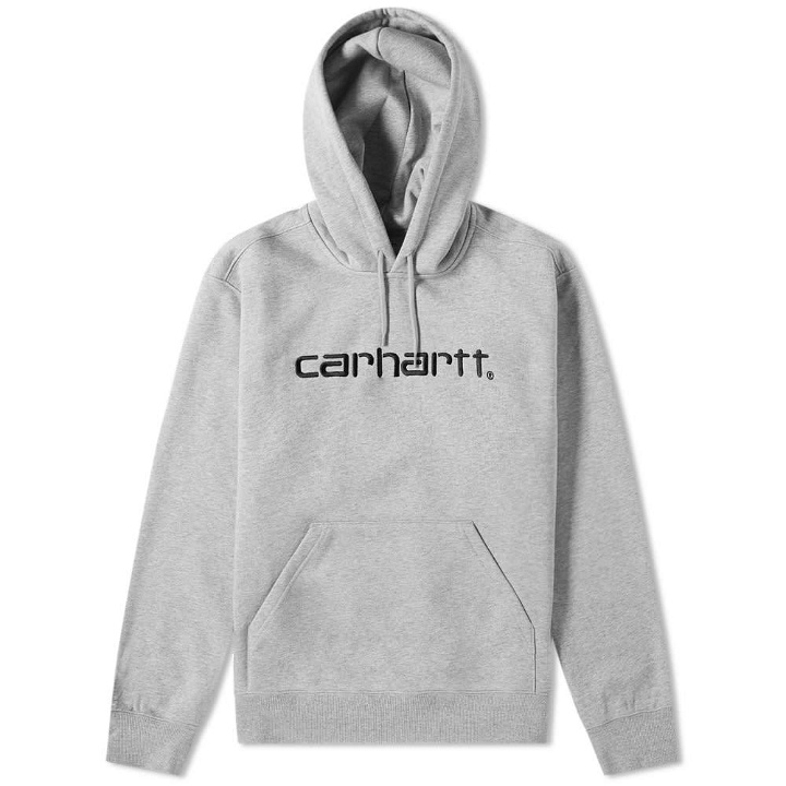 Photo: Carhartt Hooded Logo Sweat Grey Heather & Black