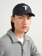 TOM FORD - Logo-Embroidered Leather-Trimmed Cotton-Twill Baseball Cap - Blue