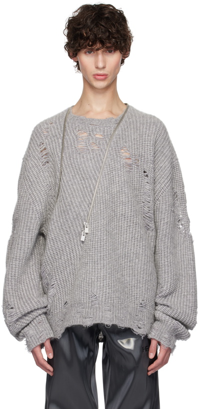 Photo: HELIOT EMIL Gray Distressed Sweater