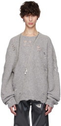HELIOT EMIL Gray Distressed Sweater