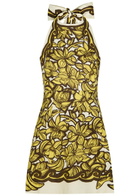Alemais Mona Printed Halterneck Hemp Mini Dress Yellow