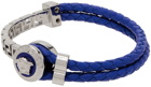 Versace Blue & Silver Leather Medusa Bracelet