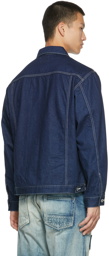 FDMTL Indigo Denim Asymmetrical Jacket