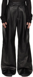 AARON ESH Black Pleated Leather Trousers