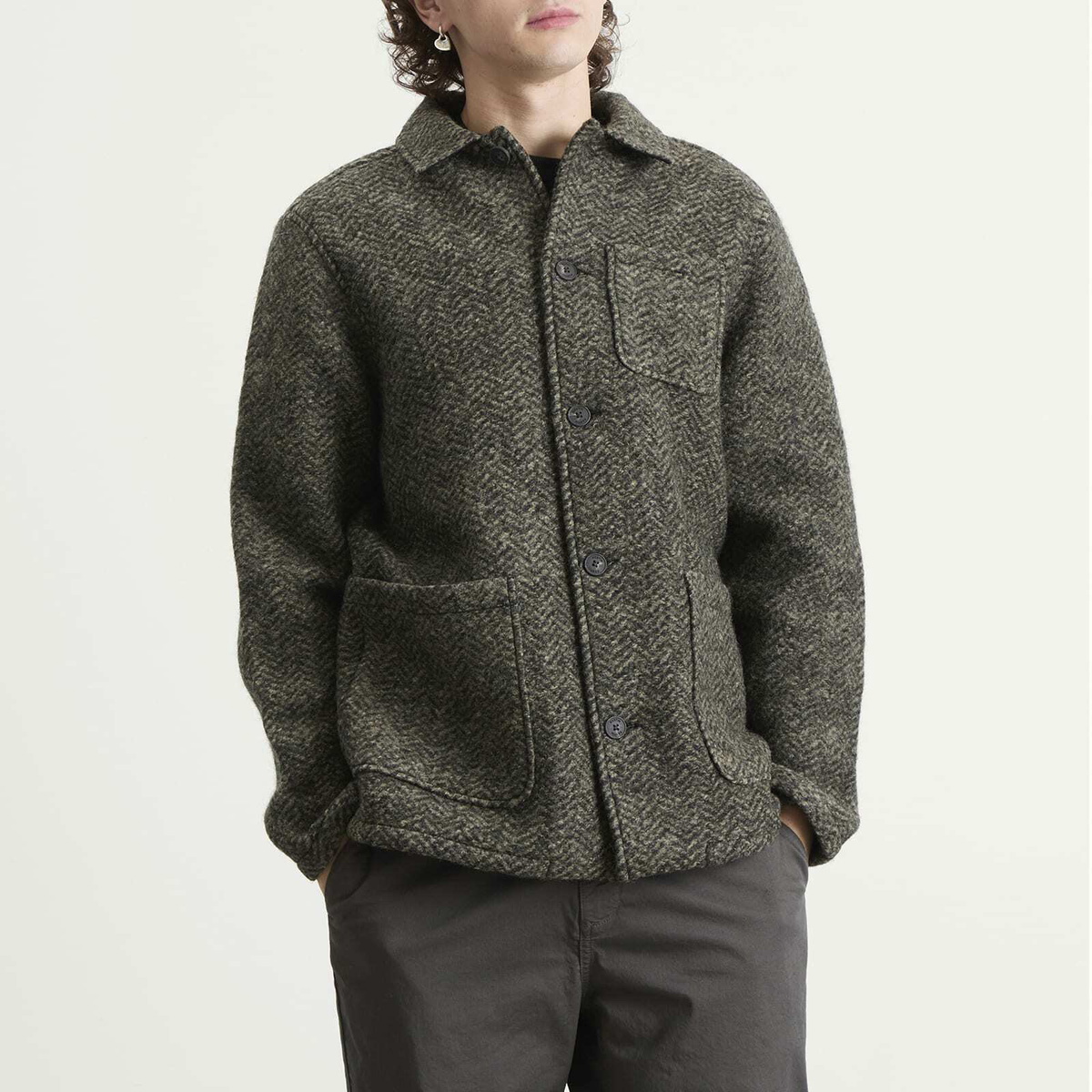 Kestin Men's Ormiston Jacket in Moss Herringbone Wool