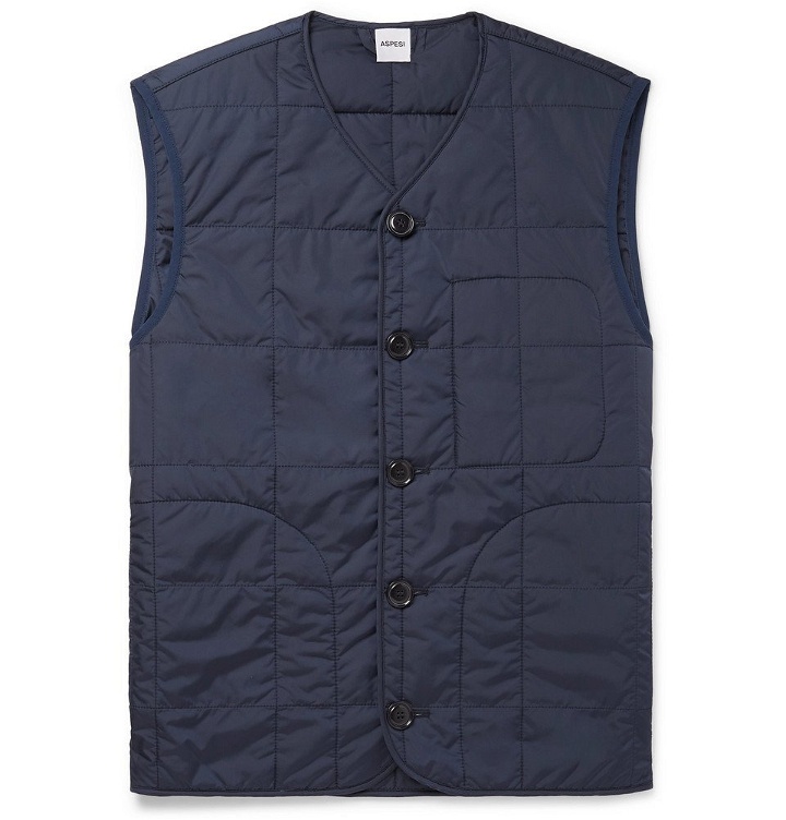Photo: Aspesi - Thermore Slim-Fit Quilted Shell Padded Gilet - Navy