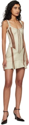 KNWLS Taupe & Brown Scallop Leather Minidress