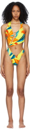 Louisa Ballou Yellow & Blue Sex Wax One-Piece Swimsuit