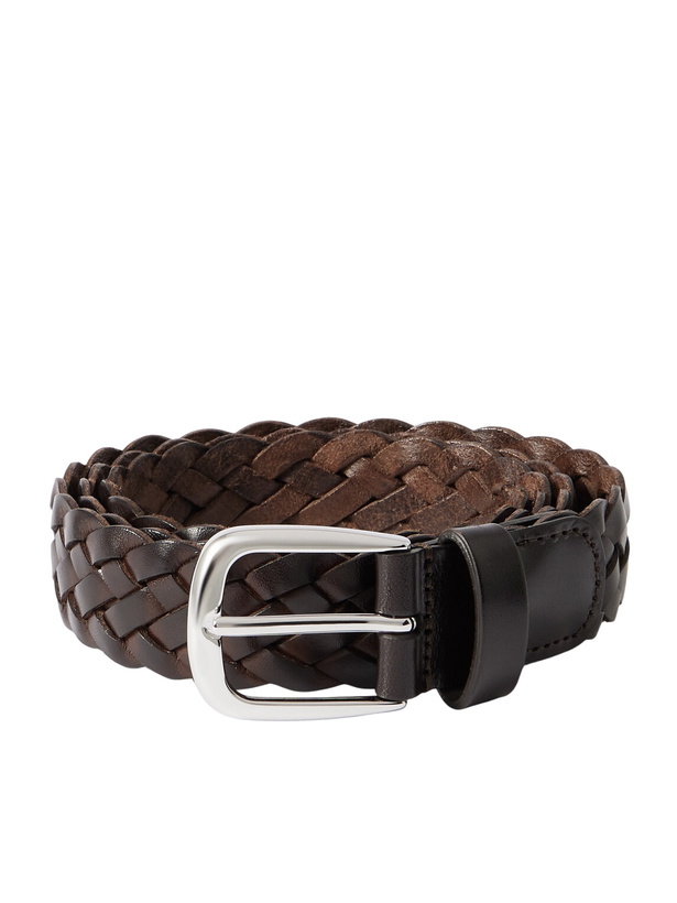 Photo: Anderson's - 3cm Woven Leather Belt - Brown