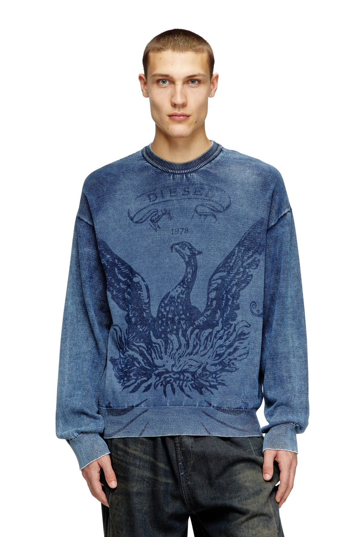 K-ATULLUS-ROUND Man: Wool jumper with bleeding-effect logo