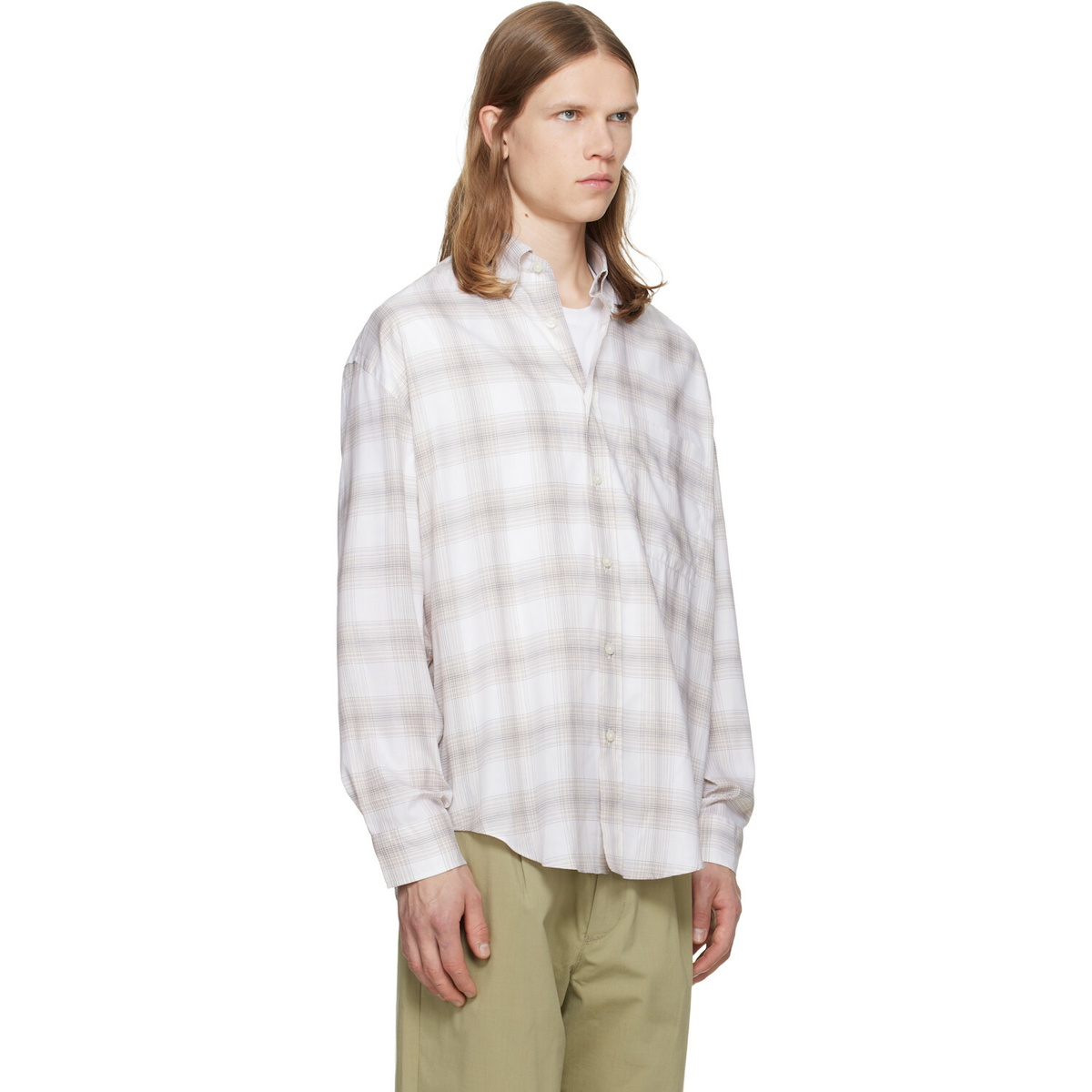 BOSS White & Beige Cotton Poplin Shirt