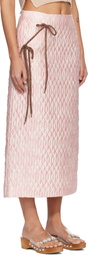 Simone Rocha Pink Quilted Offset Pencil Midi Skirt