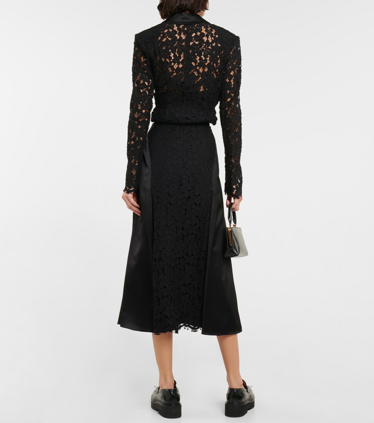 Erdem - Suzanne satin and lace midi skirt Erdem