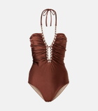 Adriana Degreas Solid Chain halterneck swimsuit