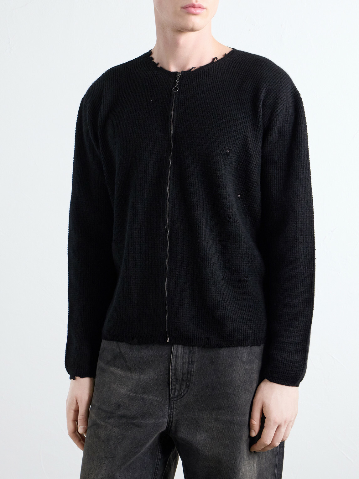 SECOND / LAYER - Friends Waffle-Knit Wool and Cashmere-Blend Zip-Up Sweater - Black